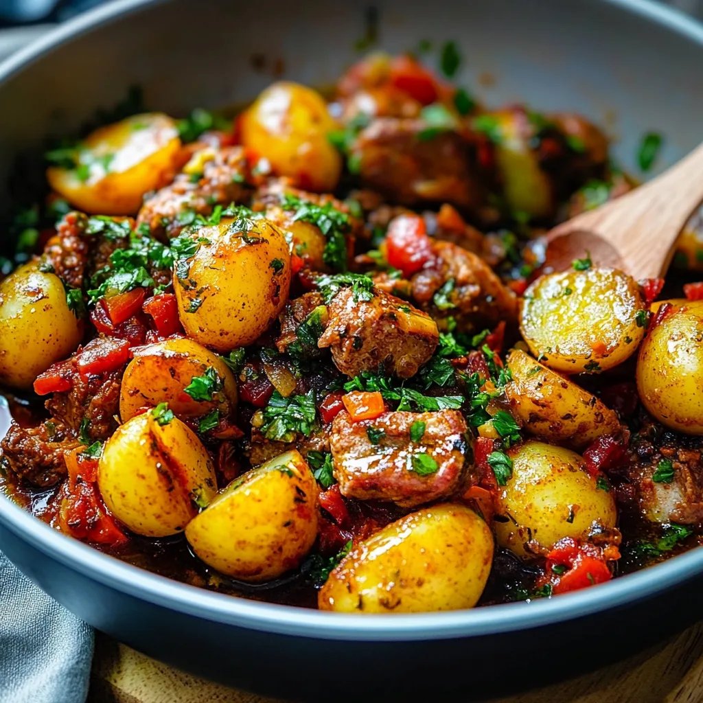 Kartoffel Rosenkohl Pfanne mit Hackfleisch