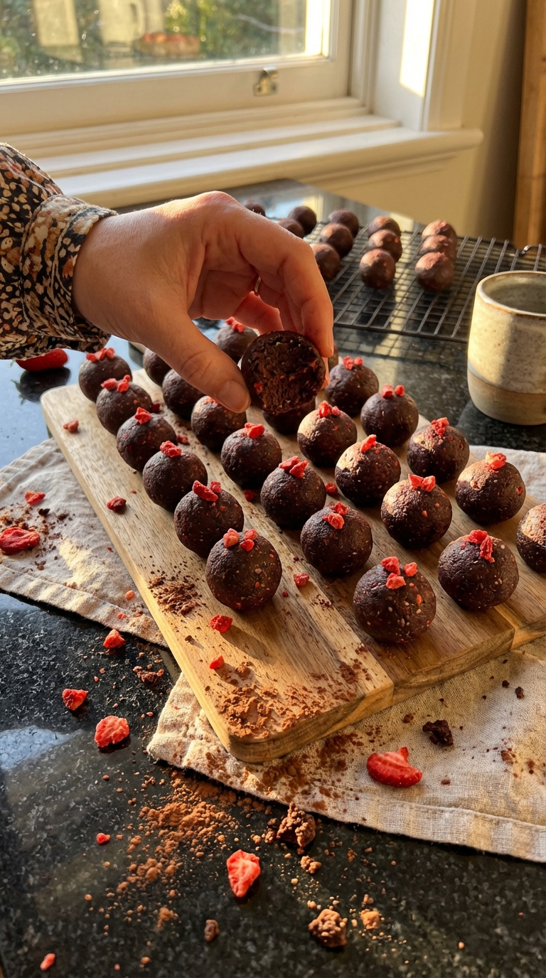 Schoko Erdbeer Energie Kugeln​
