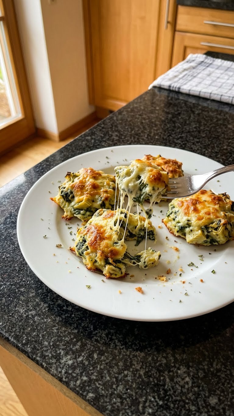 Käsige Spinat Artischocken Häppchen