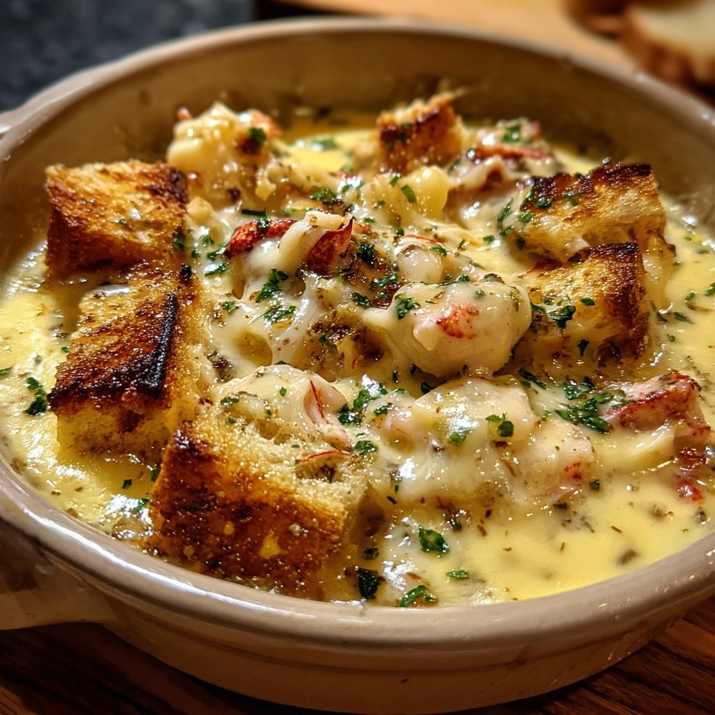 Hummer und Weißer Cheddar Fondue