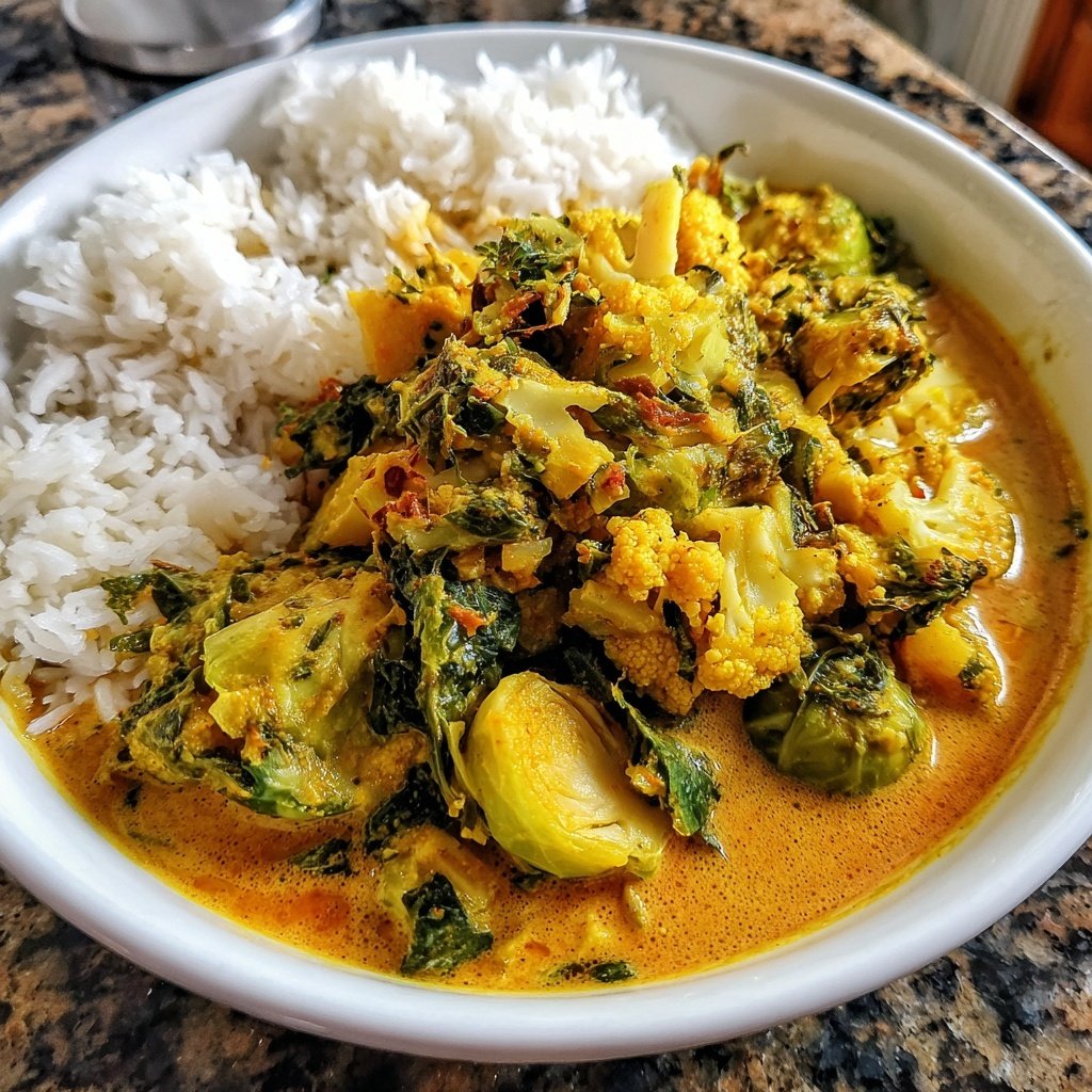 Rosenkohl-Curry mit Kokosmilch und Basmatireis​