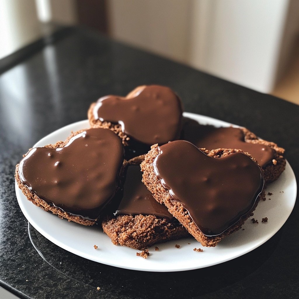 Lebkuchenherzen mit Schokoladenglasur