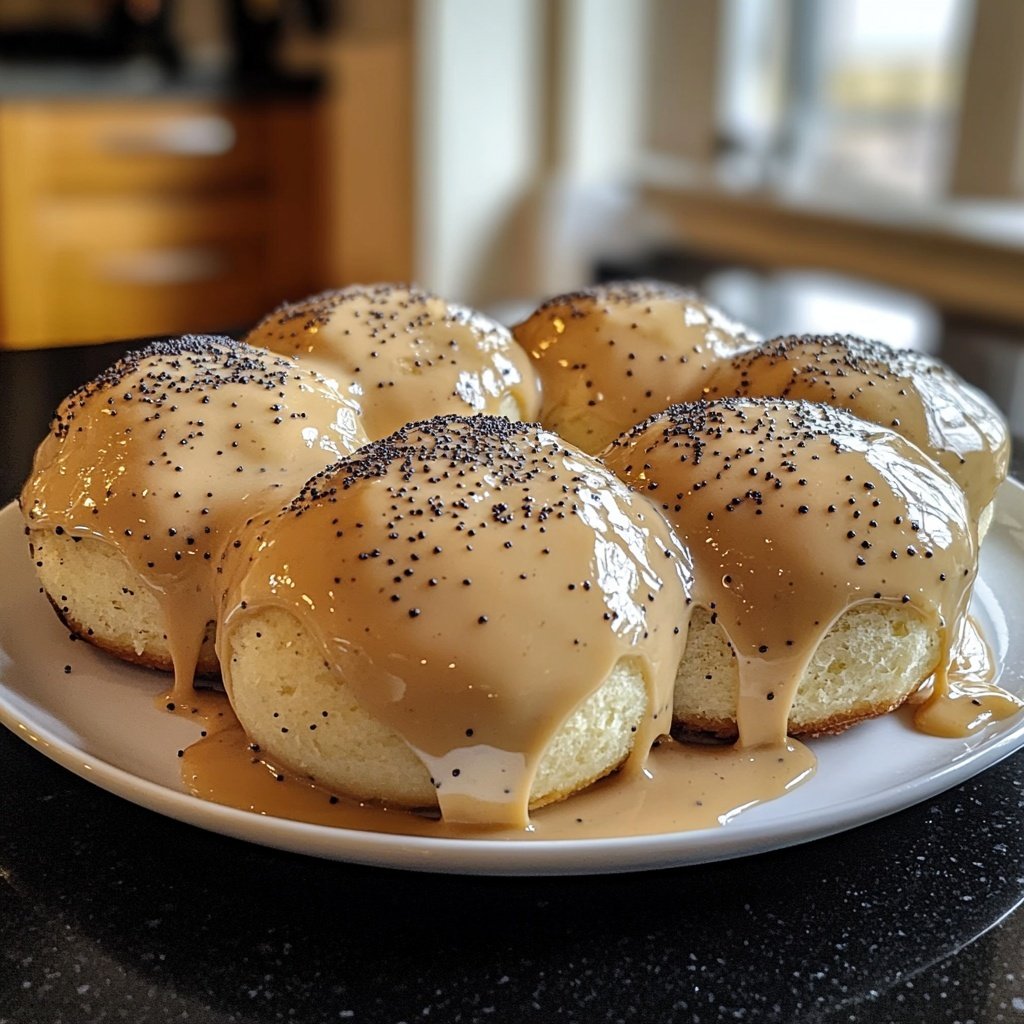 Germknödel mit Vanillesauce und Mohnzucker