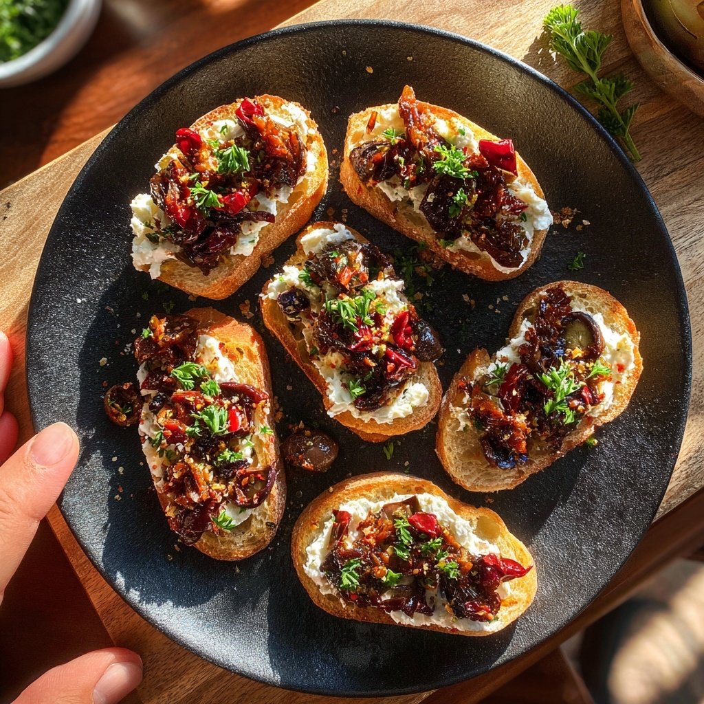 Auberginen-Tapenade auf Crostini