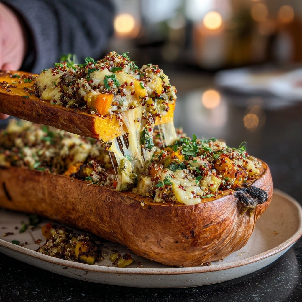 Gefüllter Butternusskürbis mit Quinoa