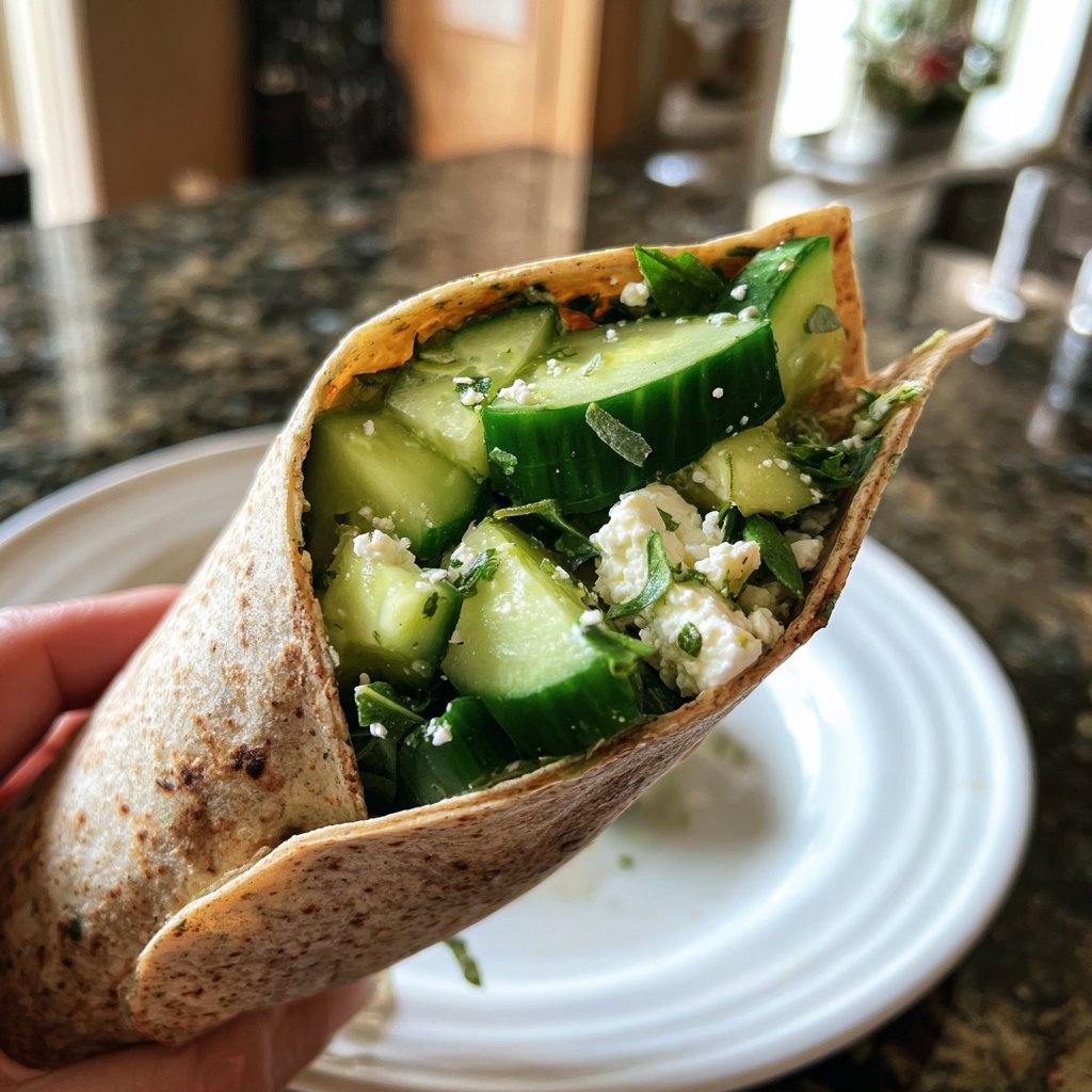 Mediterraner Gurken-Feta-Wrap
