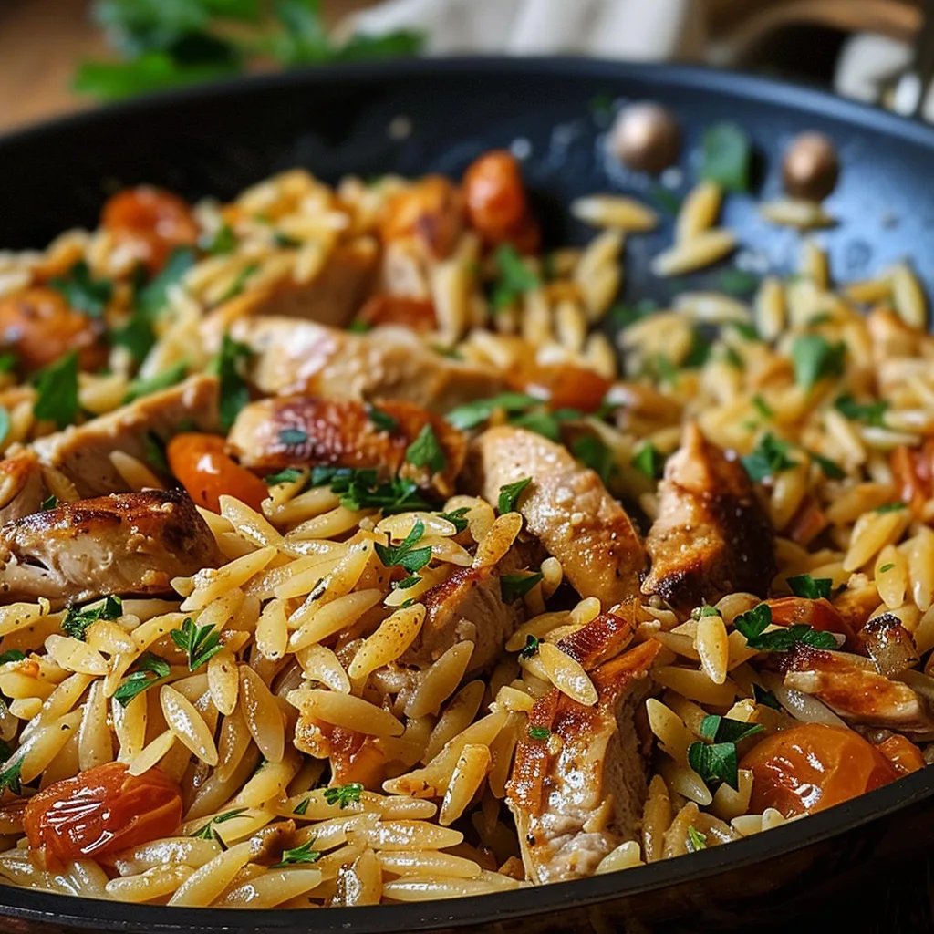One Pot Orzo Pasta mit Hähnchen