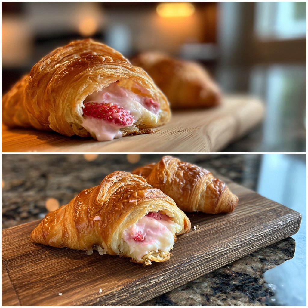 Erdbeer Frischkäse Croissant Röllchen