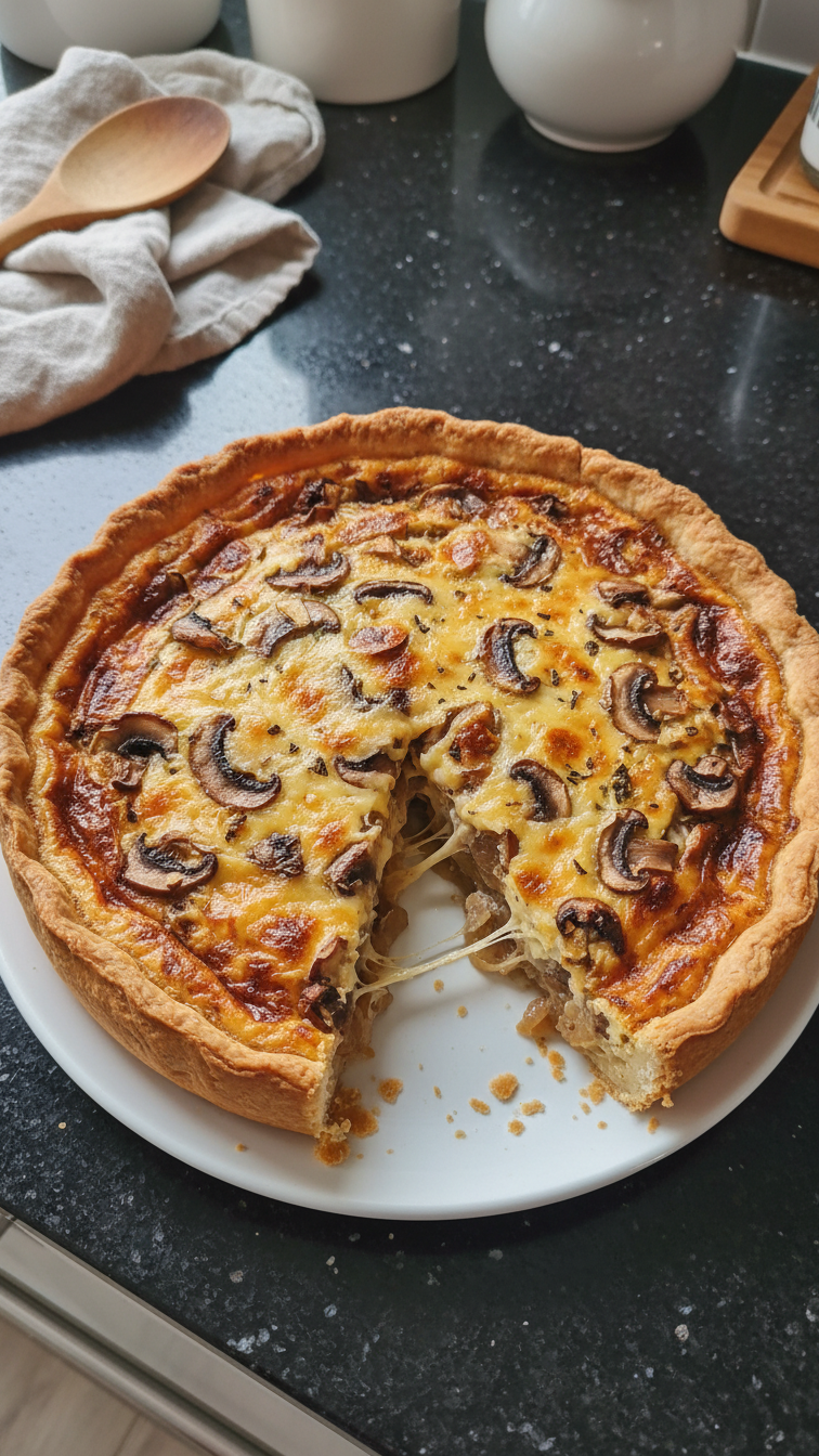 Herzhafte Zwiebel Pilz Quiche