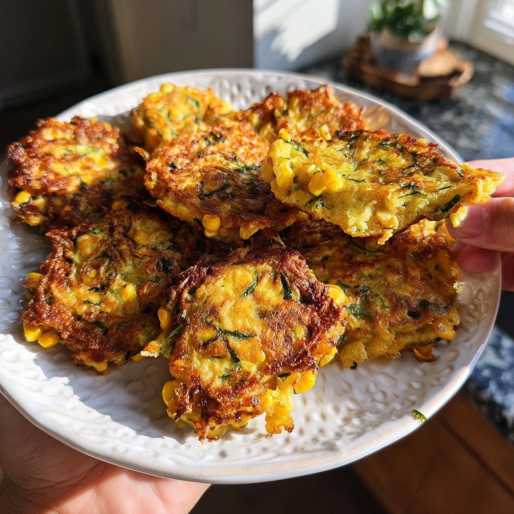 Herzhafte Mais- und Zucchini-Puffer