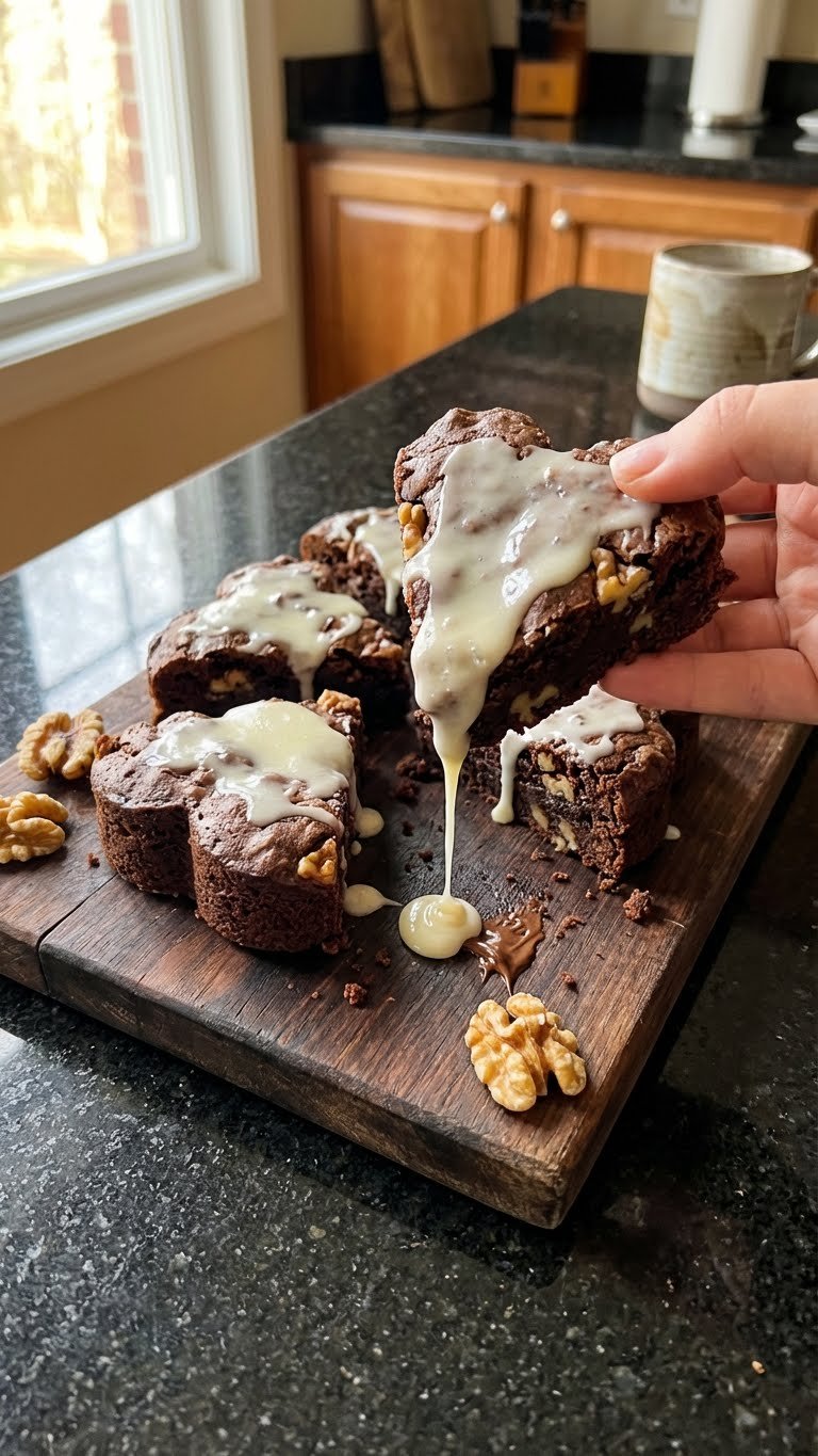 Nussige Vanille Herz Brownies