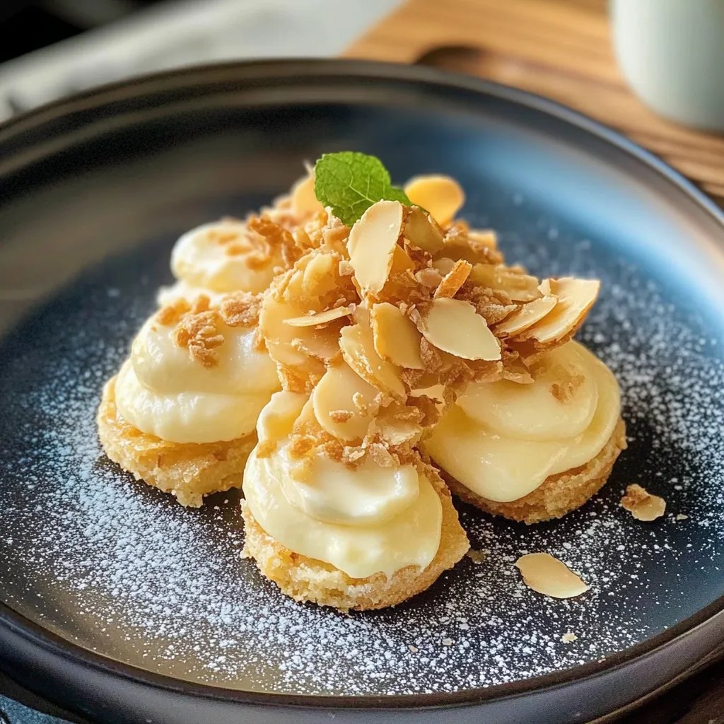 Bienenstich Plätzchen mit Mandelkruste und weißer Schokocreme