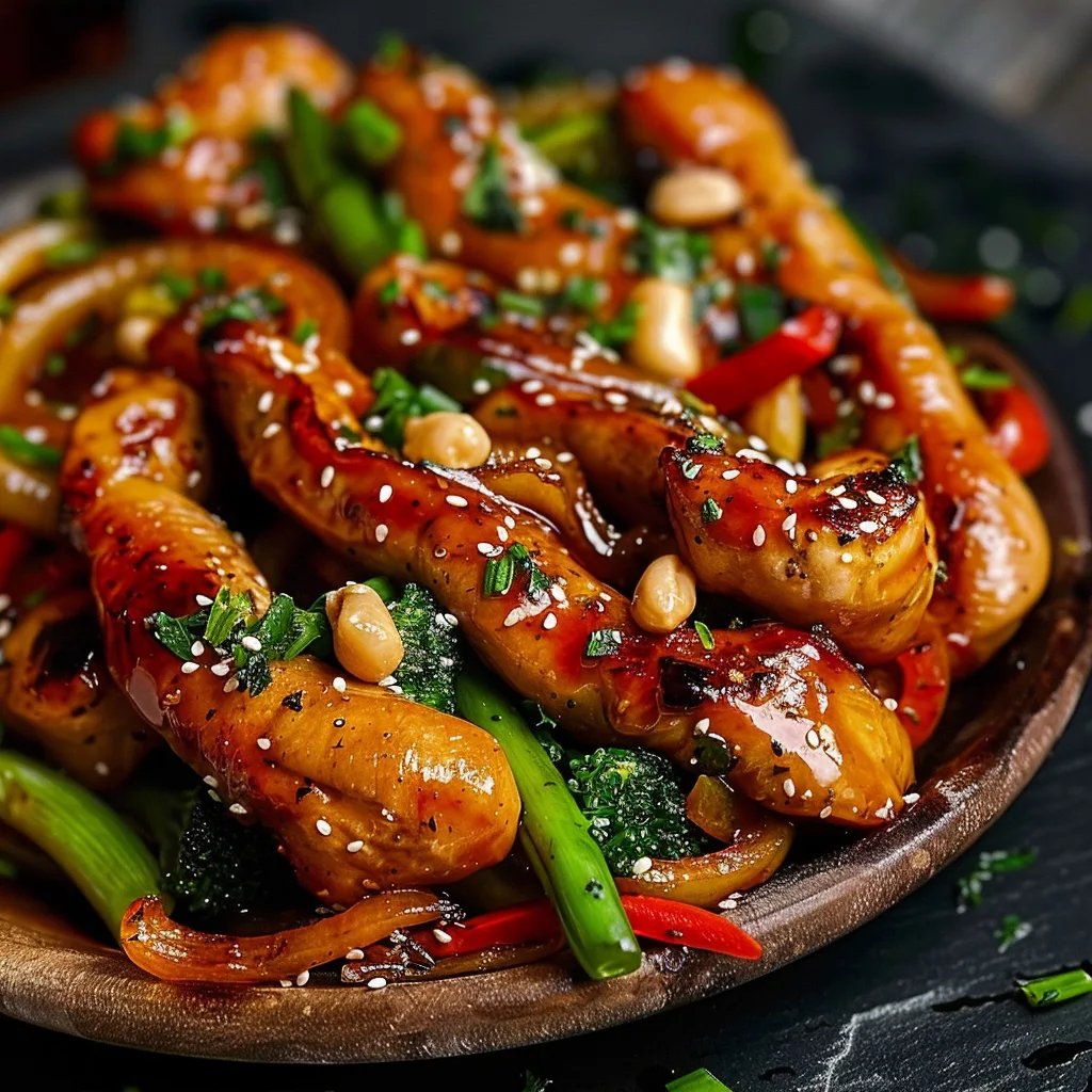 Hähnchen-Pfannengericht mit Feuerwerkseffekt