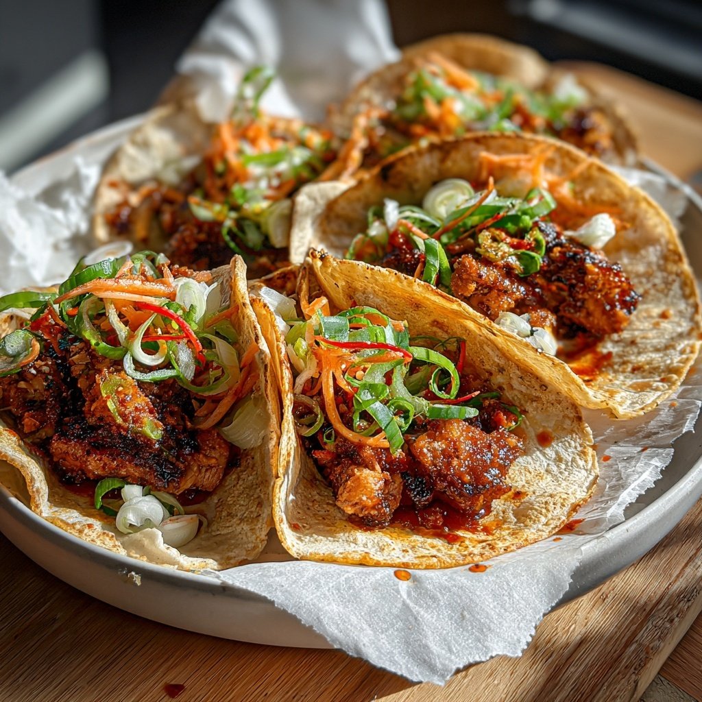 Koreanischer Gochujang Tacos knuspriges Schweinefleisch