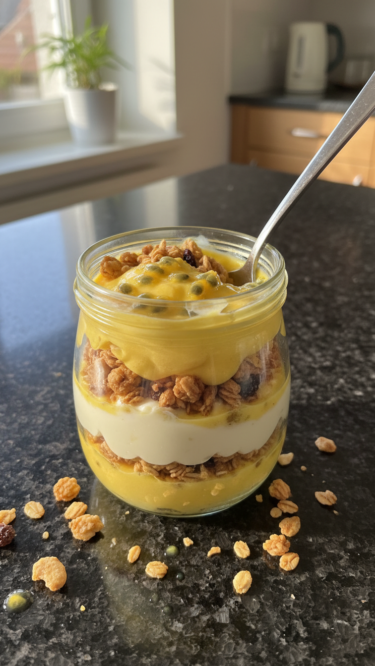 Passionsfrucht Frühstücks Parfait