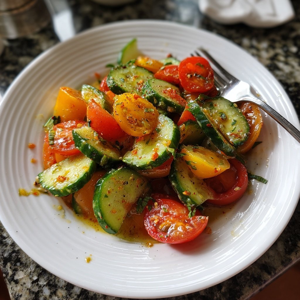 Spritziger Gurken- und Tomatensalat