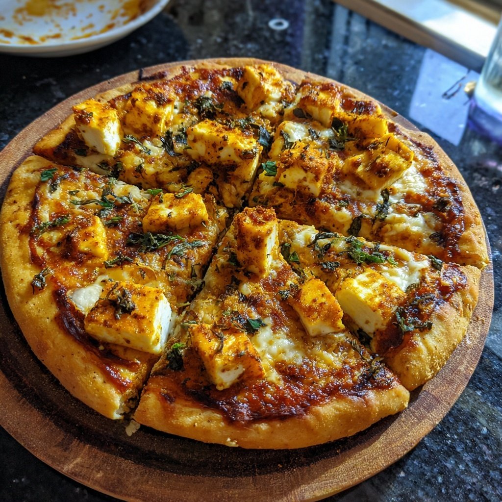 Indische Pizza mit Paneer Käse