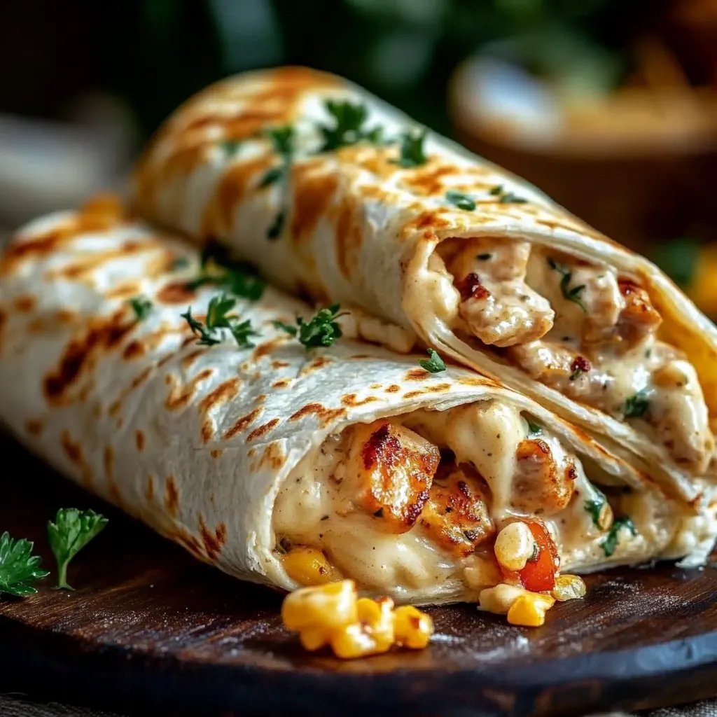 Schnelle Hähnchen-Wraps mit Käse und Knoblauch