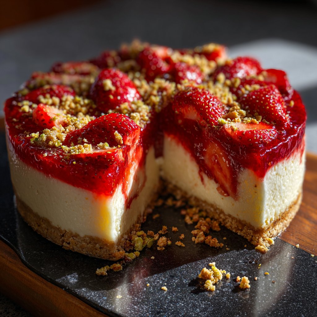 Erdbeer-Dessert mit Pistazien