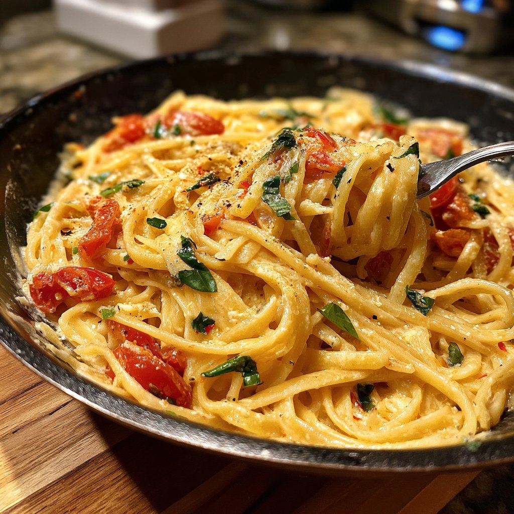 One Pot Creamy Garlic Tomato Pasta