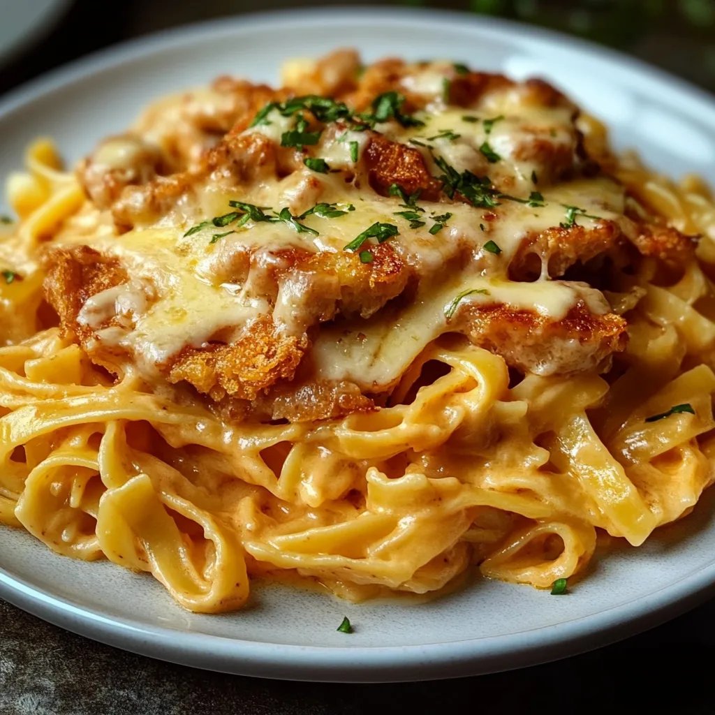 Knuspriges Hähnchen mit cremiger Pasta