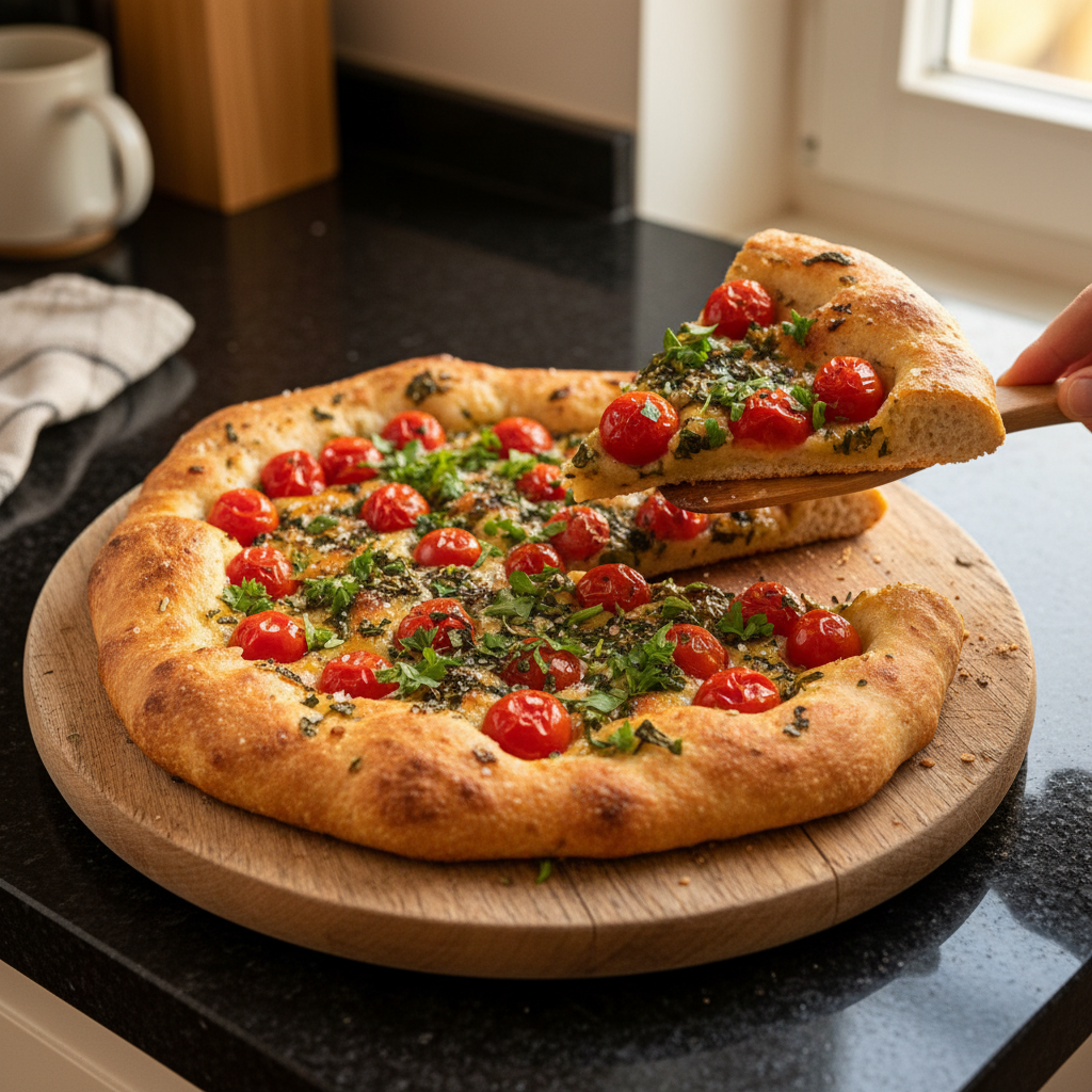 Frisches Kräuter Tomaten Fladenbrot