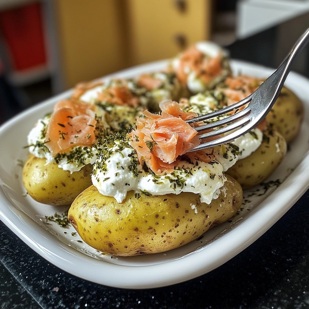 Ofenkartoffeln mit Kräuterquark und Räucherlachs